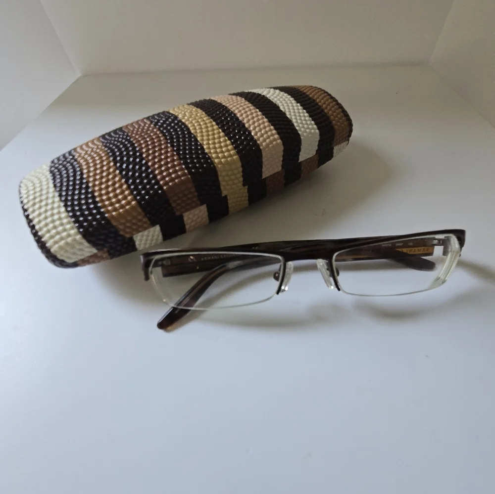 AX Armani Exchange Glasses/and Striped Generic Brand‎ Glasses Case